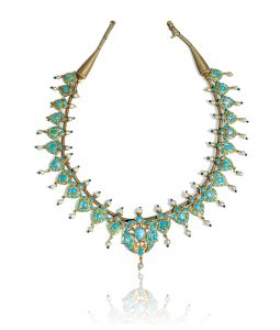 A turquoise-set and enamelled gold necklace, North India, 19th century (est. £7,000-10,000)